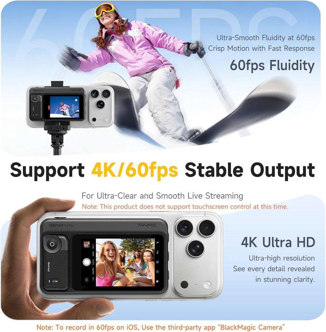 7RYMS Qshot V2 PRO Kabelloser Selfie-Monitor für iPhone 17/16 & Android, Magnetischer Smartphone Rüc