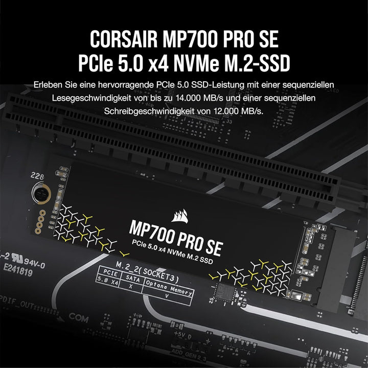Corsair MP700 PRO SE 4 TB M.2 PCIe Gen5 x4 NVMe 2.0 SSD – M.2 2280 – Bis zu 14.000 MB/s Sequenzielle