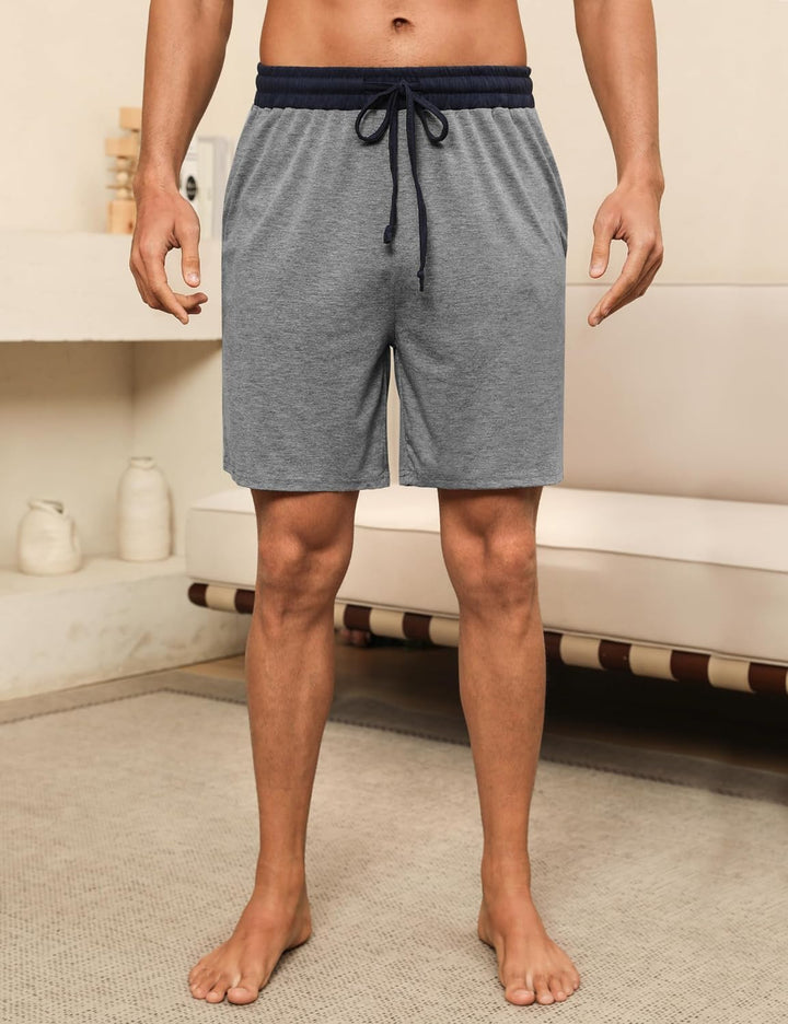 Nieery 2er-Pack Schlafanzughose Herren kurze Baumwolle Sommer PyjamShorts Freizeithose Loungehose mi