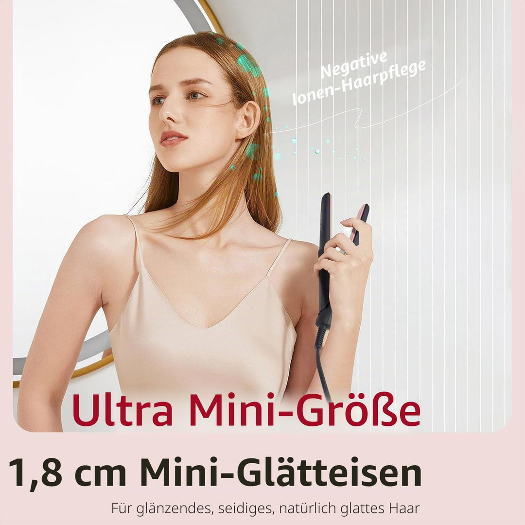 ANGENIL Pro Mini Haarglätter und Lockenstab aus Titan, 2-in-1, sportlicher Haarglätter und Reisegrös