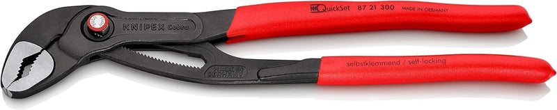 KNIPEX Cobra® QuickSet, Wasserpumpenzange | Rohrzange, gross, Chrom-Vanadium, Rostschutz atramentier