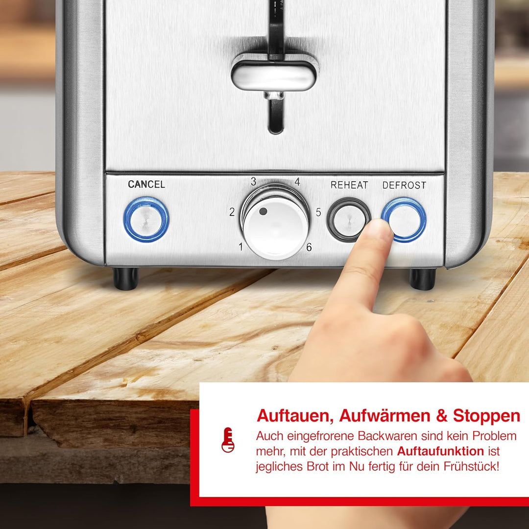 Solis Edelstahl-Toaster mit 2 extra grossen Schlitzen, Krümelschublade, 925 Watt, Toaster Steel (Typ