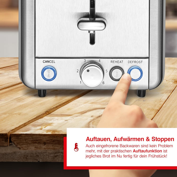 Solis Edelstahl-Toaster mit 2 extra grossen Schlitzen, Krümelschublade, 925 Watt, Toaster Steel (Typ
