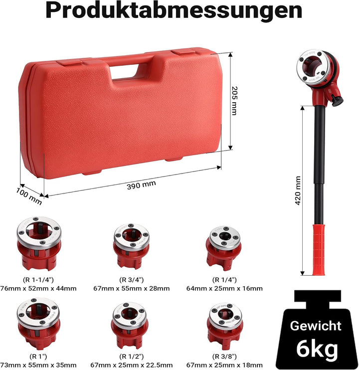 Schneidkluppensatz Gewindeschneider Rohrschneider Kluppen Schneideisen 9-teilig