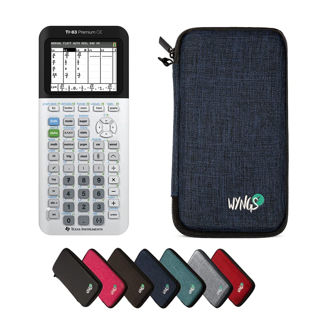 CALCUSO Sparpaket: TI-83Premium CE Grafikrechner + WYNGS Schutztasche blau + Erweiterte Garantie von