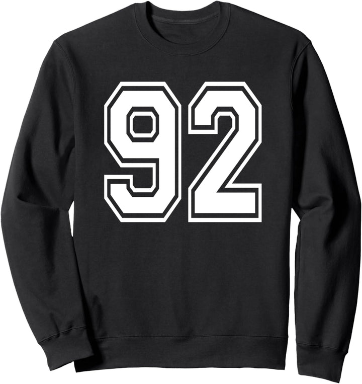 Number 92 Numbered Uniform Sports Jersey Team 92nd Birthday Sweatshirt