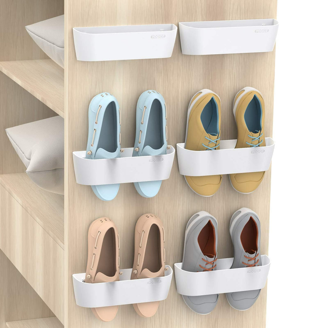 Yocice Wandmontiertes Schuhregal, 6 Stück, mit Klebestreifen zum Aufhängen, Kunststoff-Schuhhalter,
