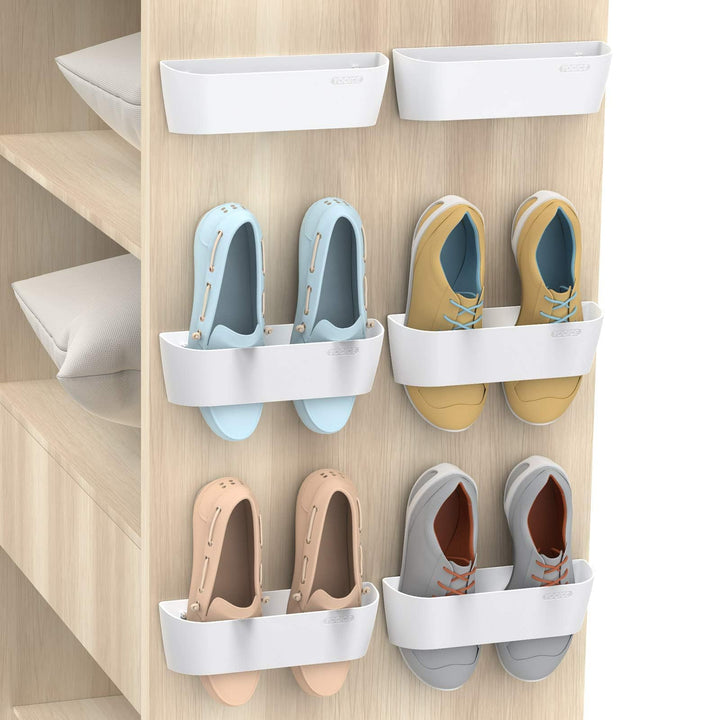 Yocice Wandmontiertes Schuhregal, 6 Stück, mit Klebestreifen zum Aufhängen, Kunststoff-Schuhhalter,