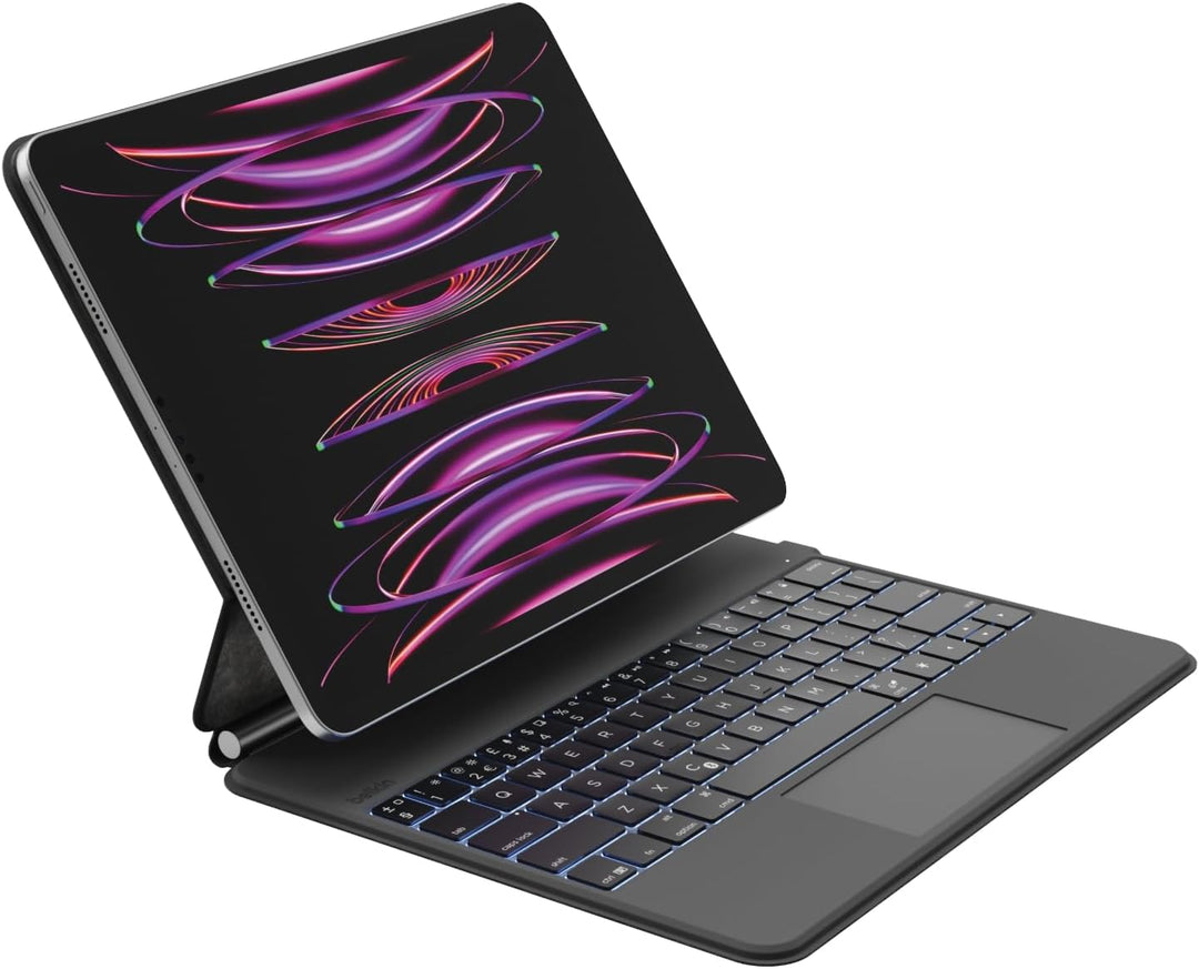 Belkin Pro Bluetooth-Tastatur mit Hülle und magnetischem Ständer, iPad Tastatur, Multi-Gesture-Steue