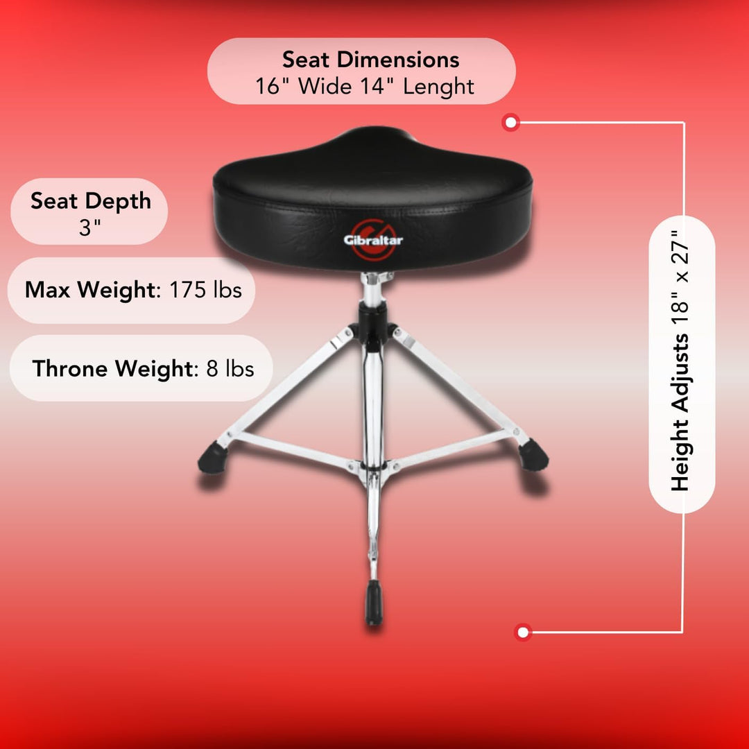 Gibraltar GI806604 Schlagzeughocker 6000 Serie 6608 Moto Seat Mehrfarbig Einzelbett, Mehrfarbig Einz