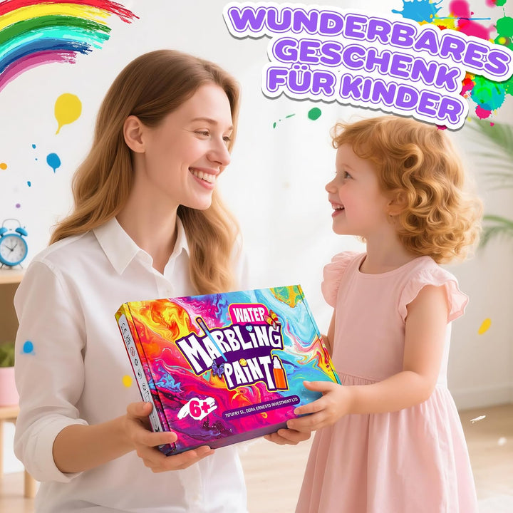 Wassermarmorierfarbe für Kinder - Kunsthandwerk für Mädchen und Jungen Bastelset Kinder ab 6 Jahre G