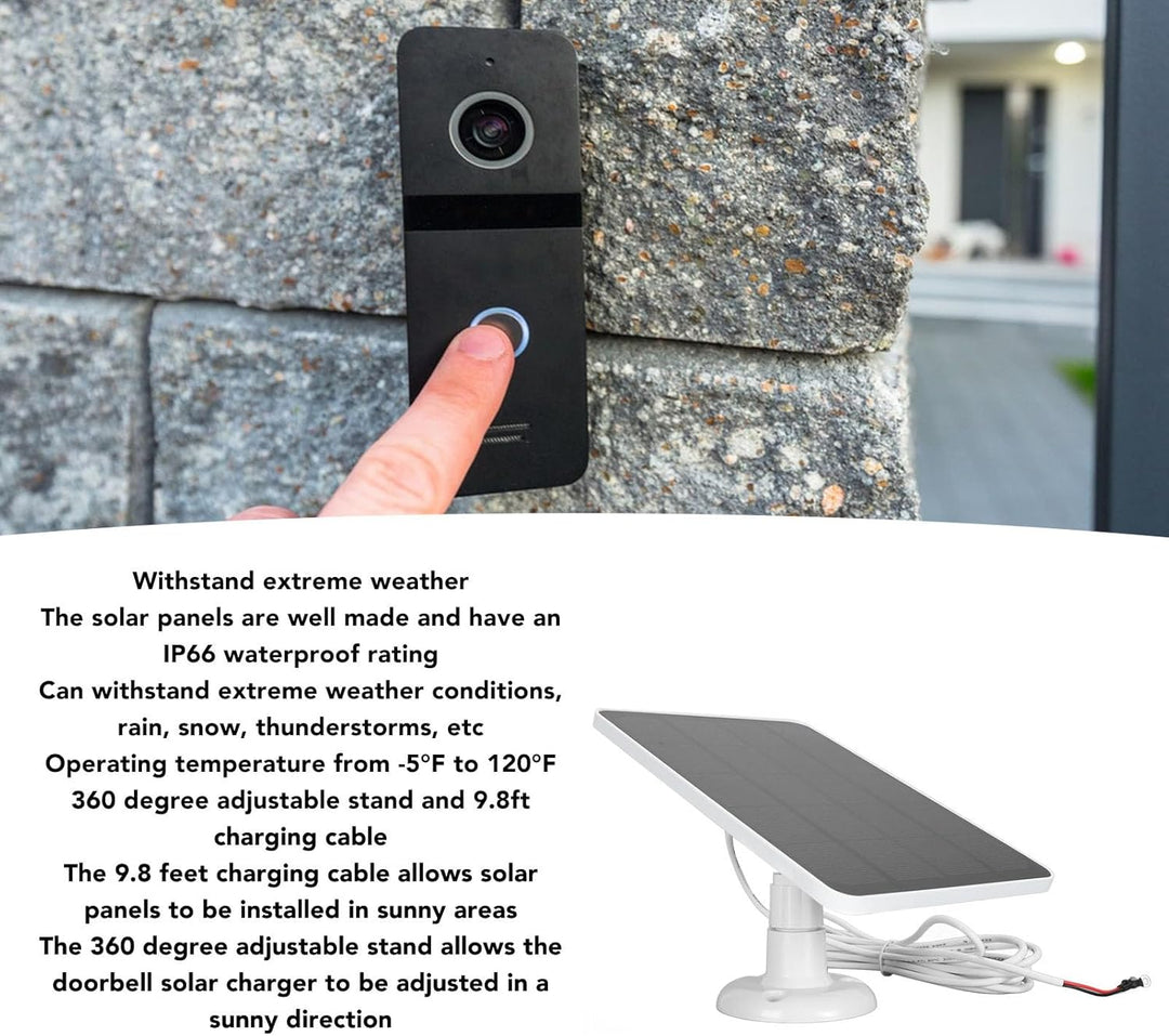 10 W Solarpanel Ladegerät für Nest/Eufy Doorbell 2K Kamera, Ring Video Doorbell 2, Video Doorbell 3+