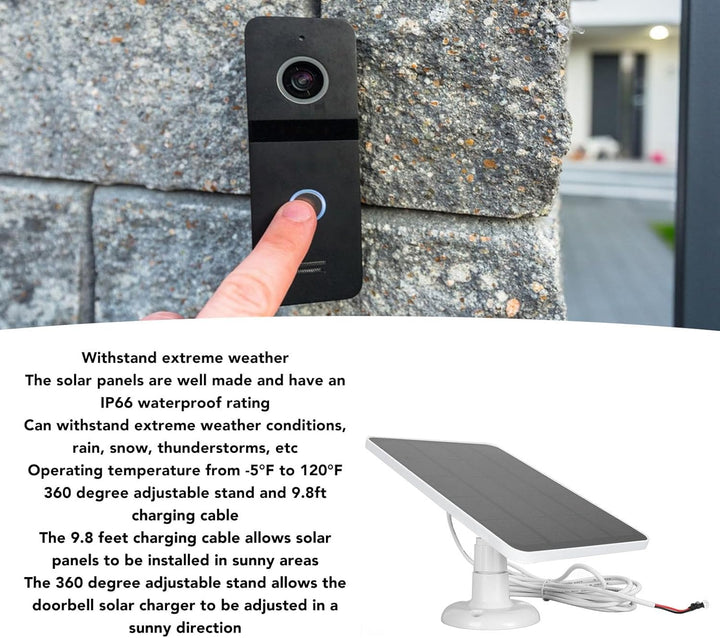 10 W Solarpanel Ladegerät für Nest/Eufy Doorbell 2K Kamera, Ring Video Doorbell 2, Video Doorbell 3+