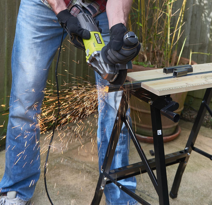 RYOBI 125mm Winkelschleifer 800W RAG800-125G (Spindelarretierung, Schutzhaubenschnellverstellung, Wi