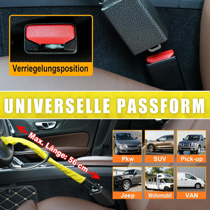 Turnart Lenkradkralle, Lenkradschloss für Auto, Wegfahrsperre, Universell Passend für die Meisten Fa