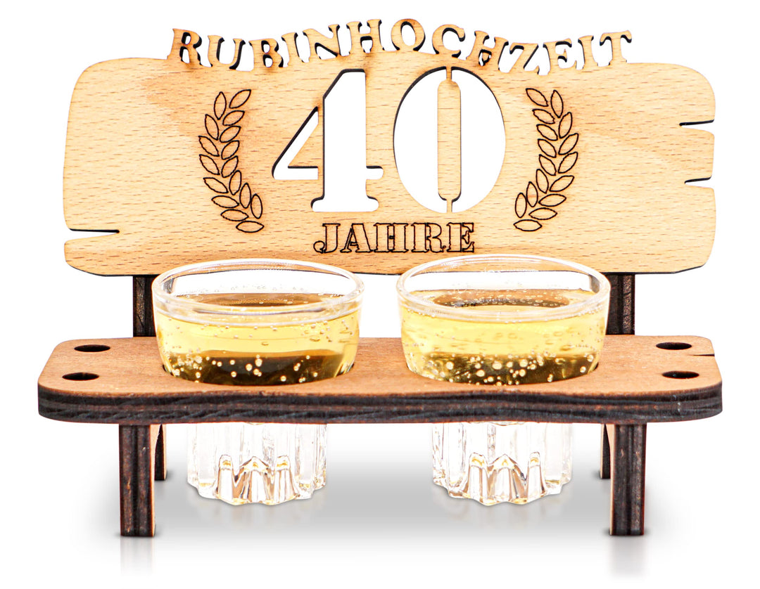 DARO Design - Schnapsbank 40. Hochzeitstag Rubinhochzeit Geschenk Deko für Paare Männer Frauen aus H