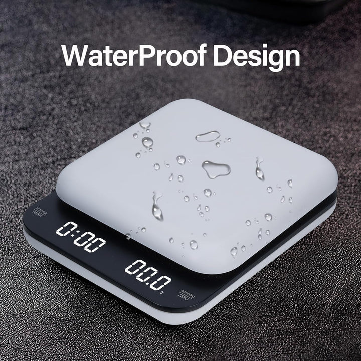 Coffee Scales with Timer, 0.1 g/3 kg, Automatic and Manual Time Keeping Mode, Rechargeable, Auto Off