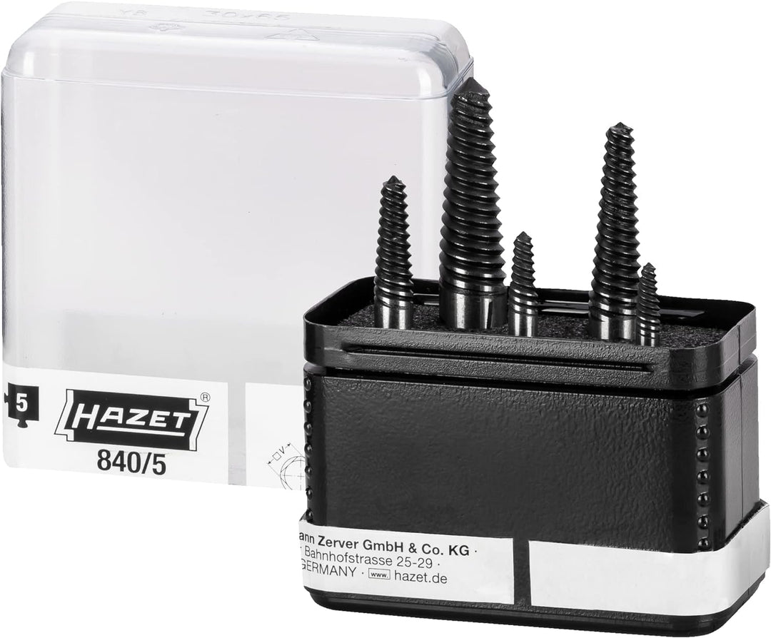HAZET Schraubenausdreher-Satz 840/5 | 5-teilig in praktischem Kunststoff-Kasten | Made in Germany -