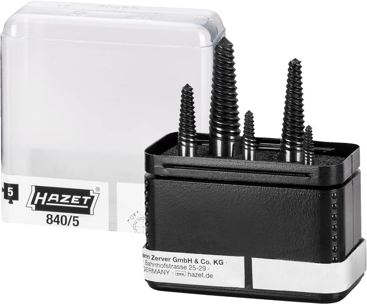 HAZET Schraubenausdreher-Satz 840/5 | 5-teilig in praktischem Kunststoff-Kasten | Made in Germany -