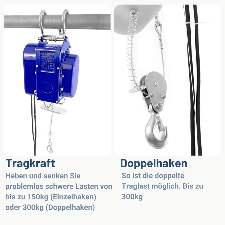 Pallit elektrische Seilwinde MOBILE | 150/300 kg | 12 m Stahlseil | inkl Kabelfernbedieung mit 1,5 m
