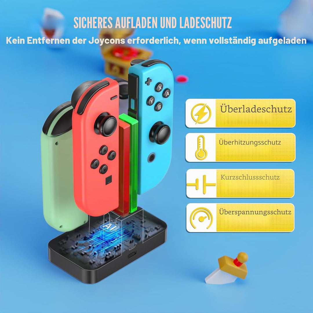 FASTSNAIL Ladestation für Switch Controller, Ladestation Kompatibel mit Nintendo Switch&Switch OLED，