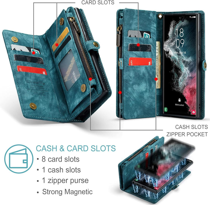 UFinetech Samsung S22 Ultra Hülle, Stossfest Kartenfach Tasche Samsung Galaxy S22 Ultra 5G Handyhüll