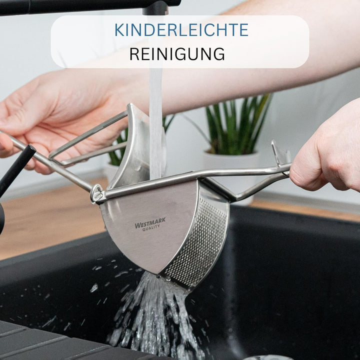 Westmark Kartoffelpresse, Mit Rund-Lochung, Rostfreier Edelstahl, Länge: 30 cm, Triangel, Silber,