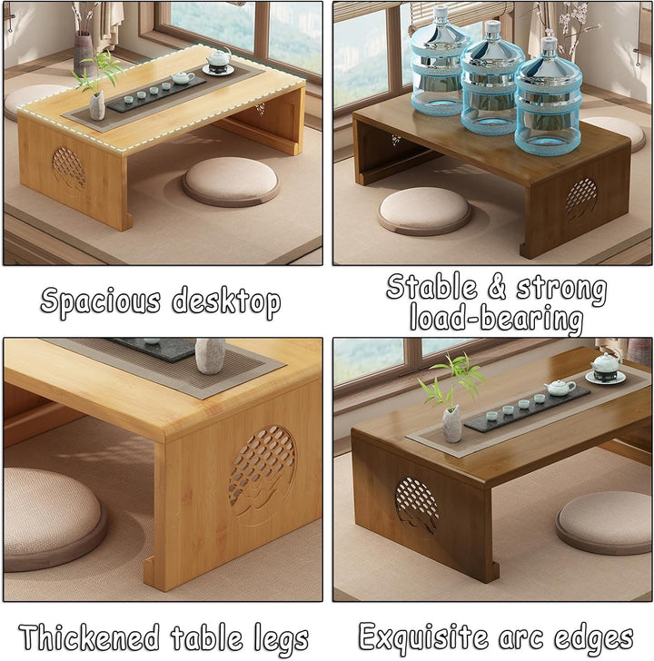 Chinesischer Tee-Bodentisch aus Bambus,japanischer faltbarer Couchtisch,Altartisch Meditation,niedri