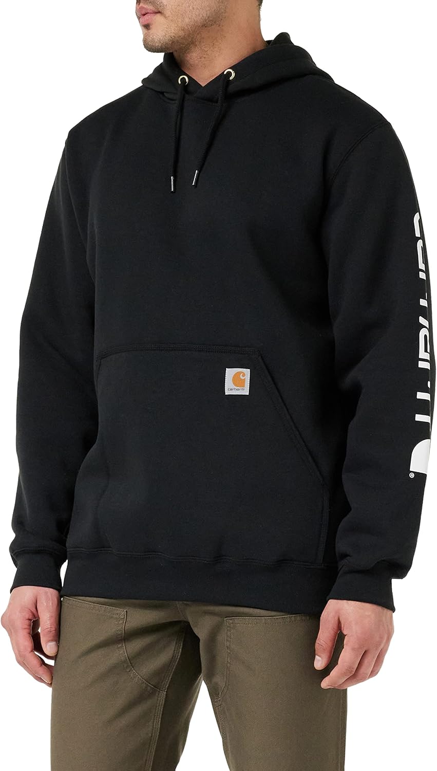 Carhartt Herren Sleeve Logo Hooded Sweatshirt Kapuzenpullover XS Schwarz, XS Schwarz