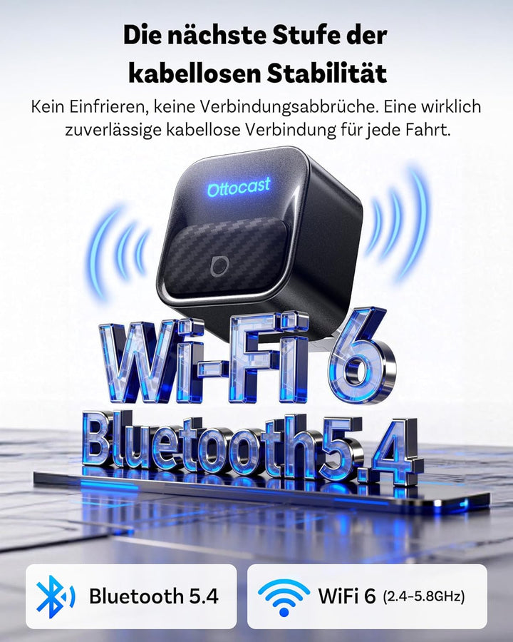 (2026 Aufgerüstet) OTTOCAST 2-in-1 Wireless CarPlay & Android Auto Adapter, Ottocast Mini Core mit E