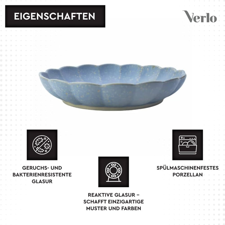 Verlo Porzellanteller tief 26 cm, Fassungsvermögen 1500 ml, Kollektion: Water, Oberfläche: halbmatt,
