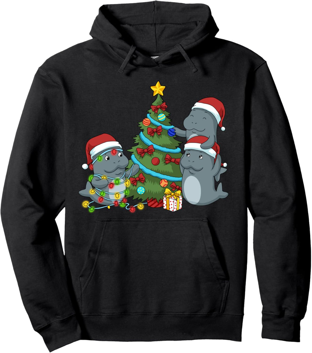 Weihnachtsbaum Schmücken Seekuh Hoodie Weihnachten Manatee Pullover Hoodie