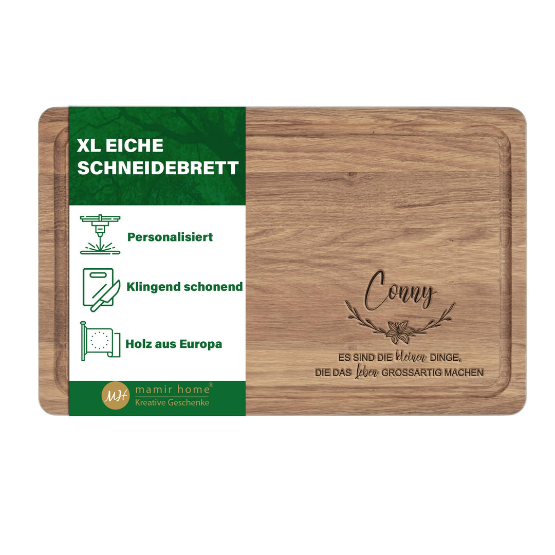 Geburtstagsgeschenk für Frauen | XL Schneidebrett Holz personalisiert | Einweihungsgeschenk | Eiche