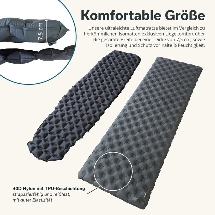 Skandika Isomatte Elite/Exclusive Air Single/Double | aufblasbare Matratze, kleines Packmass, leistu