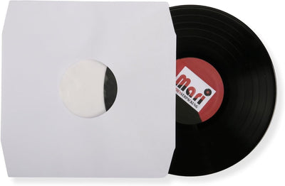 Mari-Medienverpackungen LP Schallplatten Innenhüllen (100 St.) weiss mit Eckschnitt gefüttert Vinyl