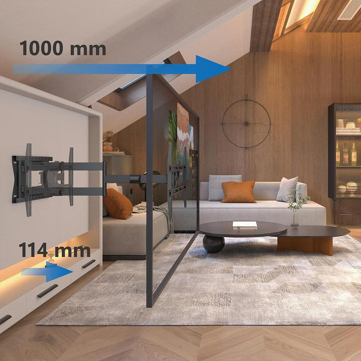 DQ WALLSUPPORT TV Wandhalterung mit 1000 mm extra langem Gelenkarm für 42-85-Zoll-LCD/LED/OLED Flach