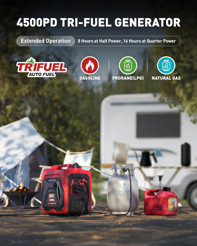 ERAYAK 4500W Tri-Fuel Tragbare Notstromaggregat Leise Benzin Inverter Auto Dual Fuel Schalter für Ga