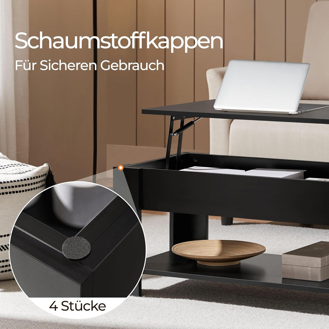 Yaheetech Couchtisch Kaffeetisch höhenverstellbar Wohnzimmertisch mit Ablagefach Sofatisch Beistellt