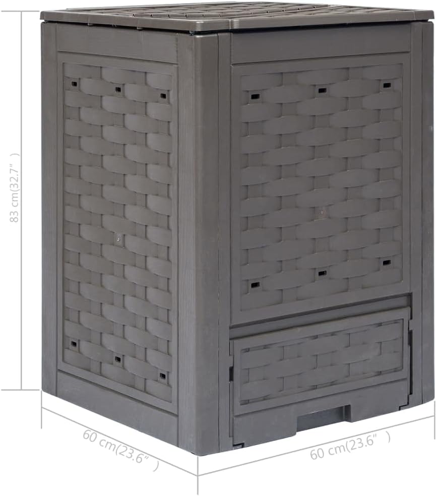 vidaXL Gartenkomposter 300L Kunststoff Rattan Thermokomposter Schnellkomposter 300 l, 300 l