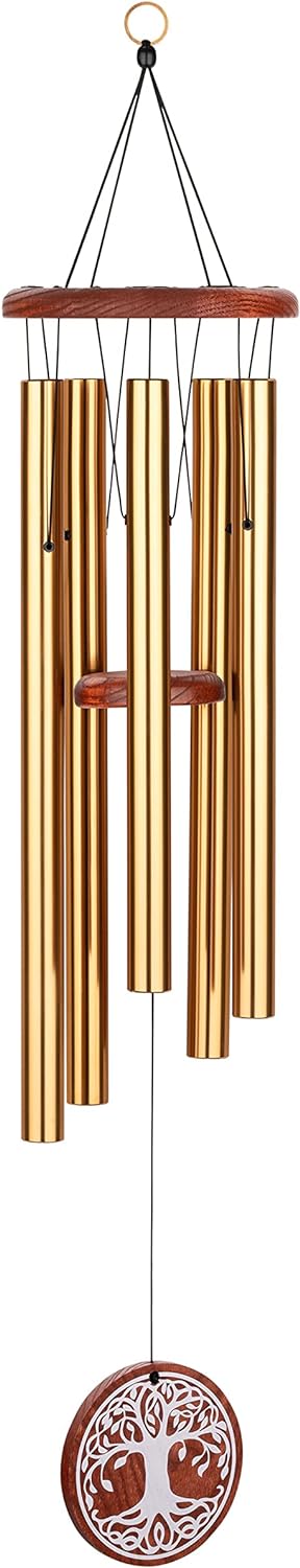 Sonic Energy Tree of Life Meditation Chime – Windspiel mit 5 Klangstäben (432 Hz) – für Garten u. En