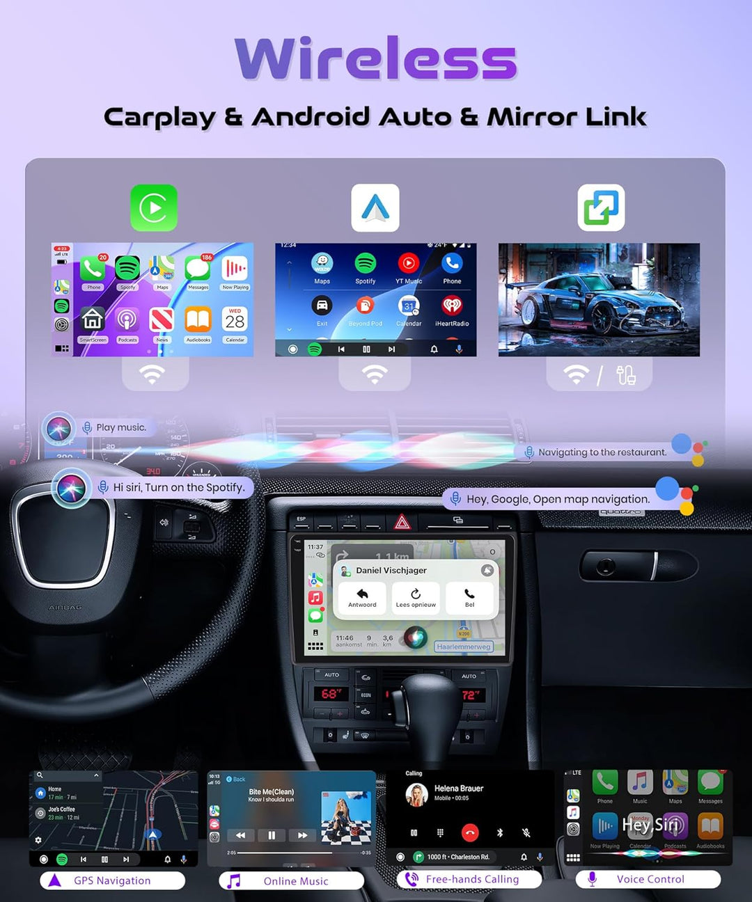 Rimoody 4G+64G Android Autoradio für Audi A4 S4 RS4 B6 B7 8E 2000-2009 Wireless Carplay Android Auto