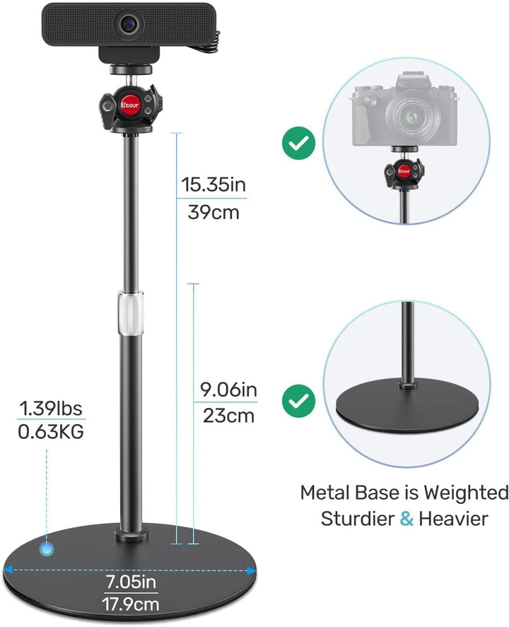 Webcam Ständer Schreibtisch Ständer 360° Kugelkopf Webcam Stativ für Logitech C922 C930e C920 C615 C