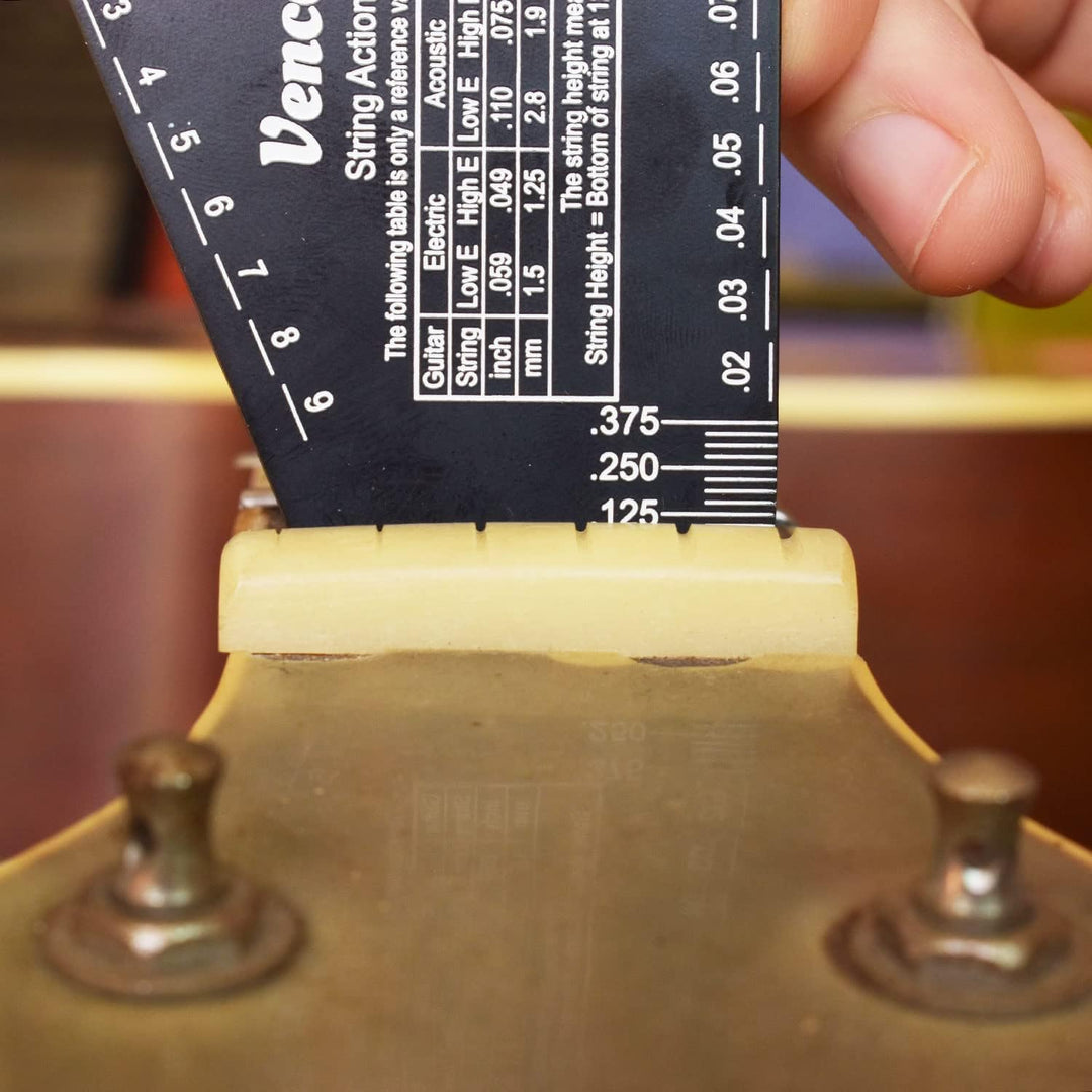 Gitarren-Saiten-Action-Messgerät, Saitenhöhenlineal, Gitarren-Bundwippe, Bund-Nivellierführung, Buzz