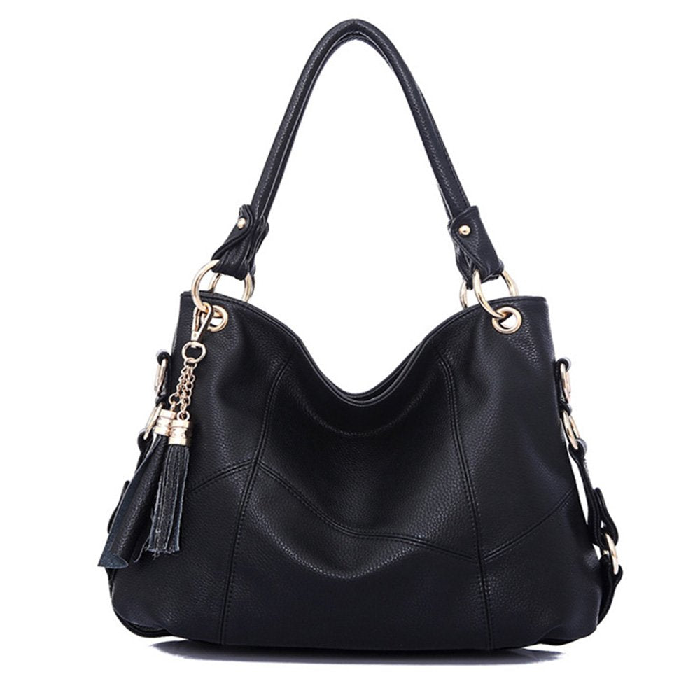 FiveloveTwo Dame Top-Handgriff Tasche Schultertasche Satchel Handtaschen Tote Taschen Geldbörse Schw