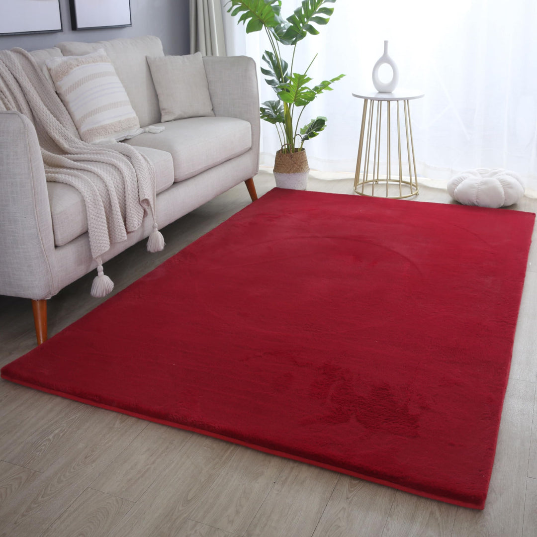 Weicher Hochflor Teppich Wohnzimmer Waschbarer Teppich im modernen Stil Unicolor &amp; Einfarbig Läufer