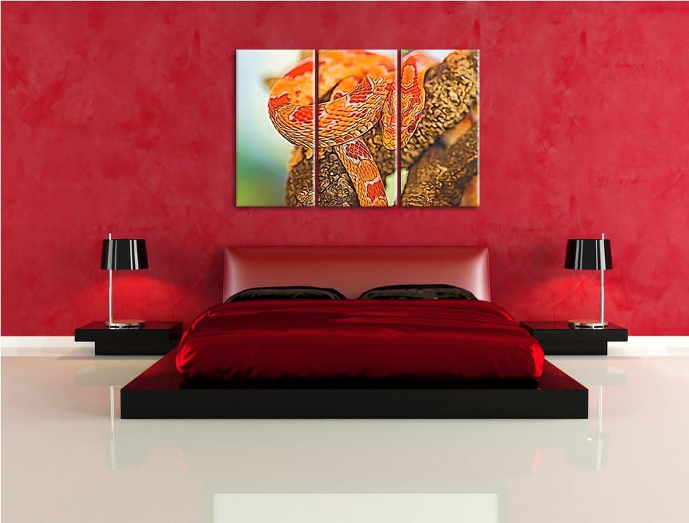 ruhende Kornnatter NewArt 3-Teiler Leinwandbild 120x80 Bild auf Leinwand, XXL riesige Bilder fertig
