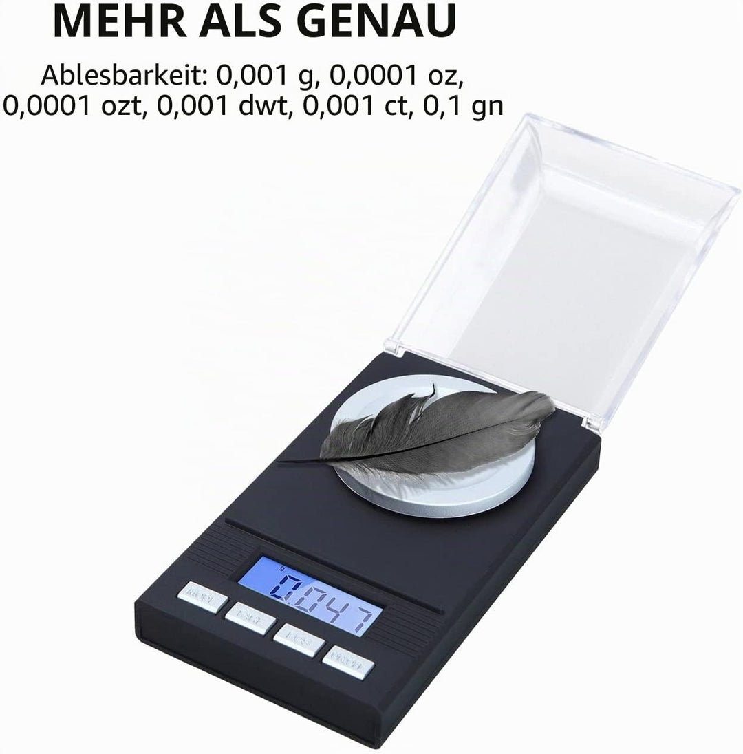 Feinwaage Milligramm Waage 50 X 0.001g Professionelle Digitale Milligramm Scale Taschenwaage Laborwa