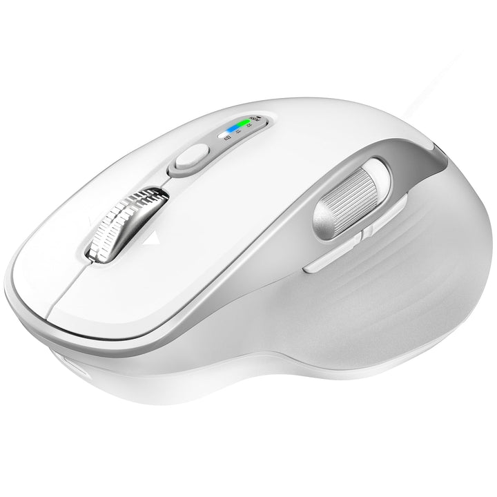 Bluetooth Kabellose Maus mit Daumenrad, Wiederaufladbare Dual(Bluetooth 5.0 &amp; 2,4 GHz), Geräuscharme