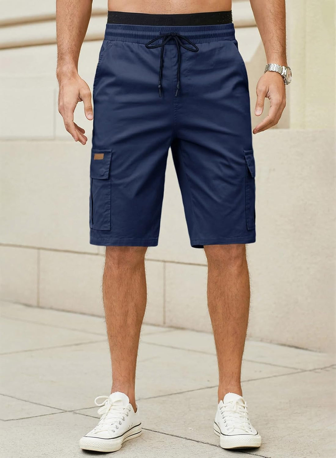 JMIERR Kurze Hosen Herren Baumwolle Cargo Shorts Herren Sommer Freizeithose mit Taschen S B Blau, S