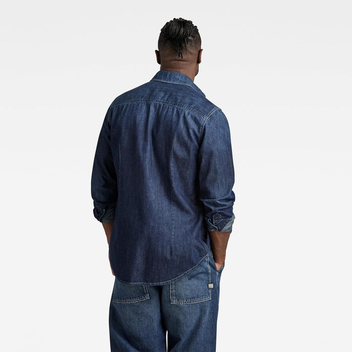 G-STAR RAW Herren Slim Denim Hemd, Blau (worn in deep sea D23616-D252-G133), S